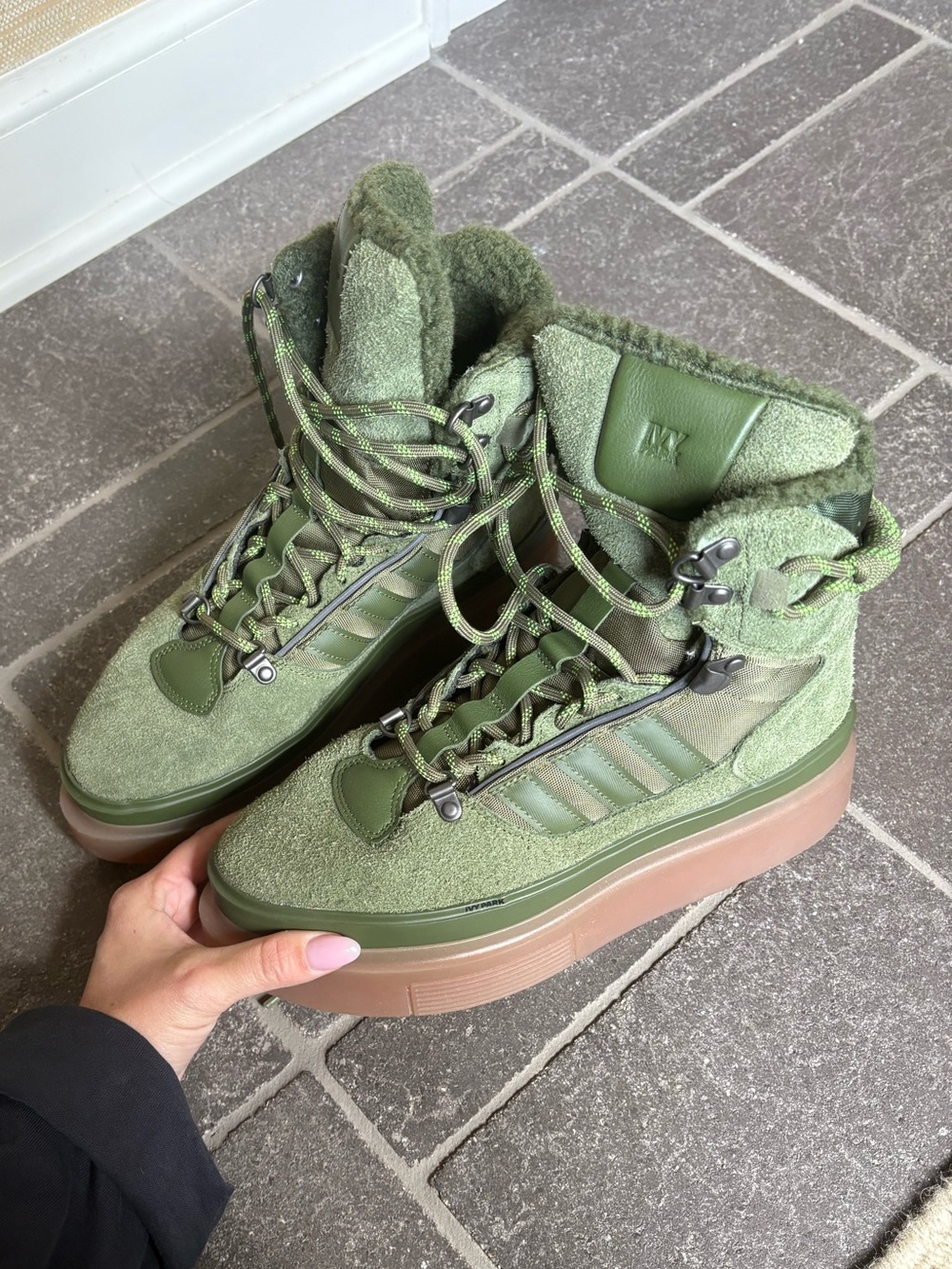 IVY PARK Olive Green Lace-Up Platform Hiking Boots